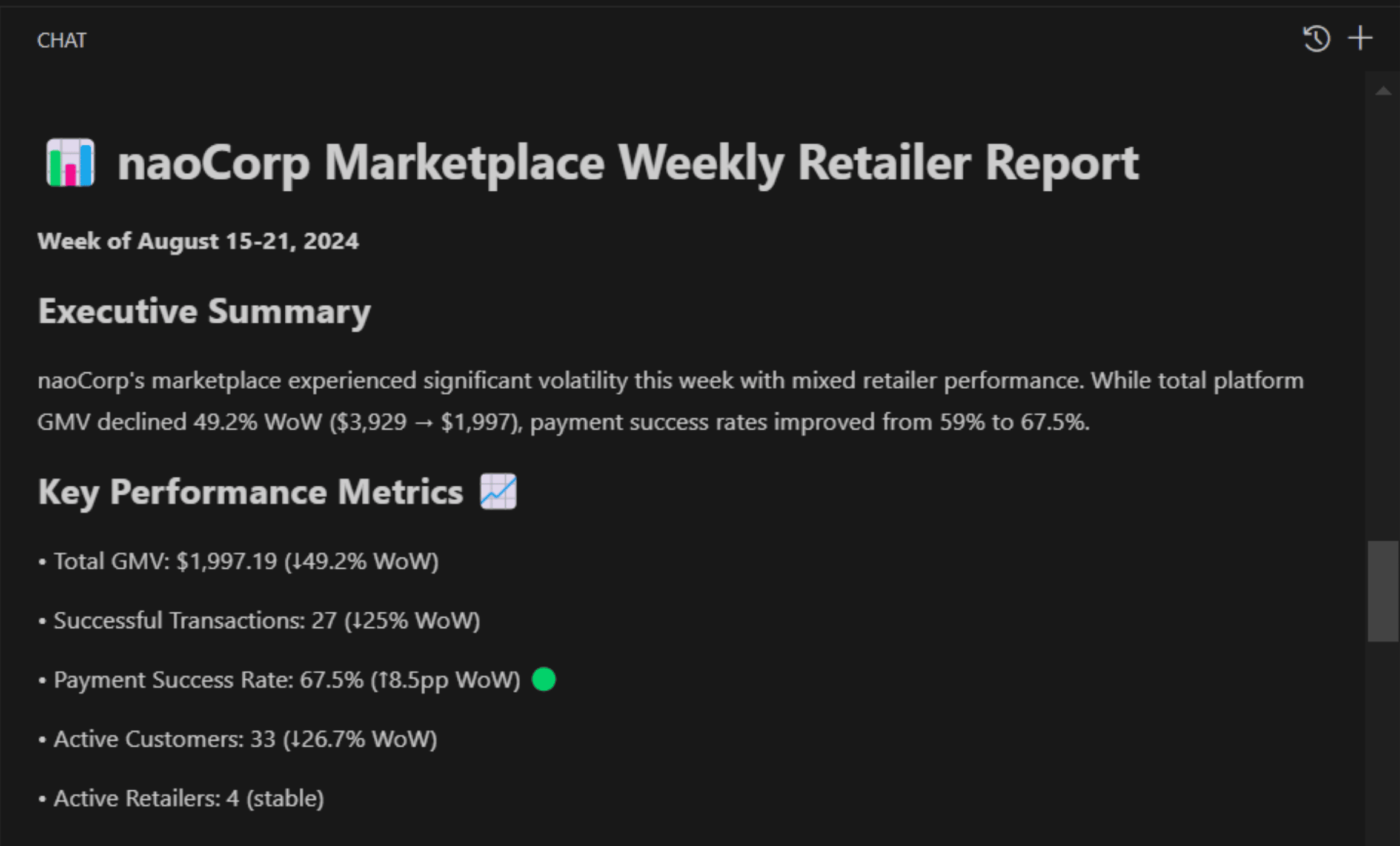 Create business report with nao