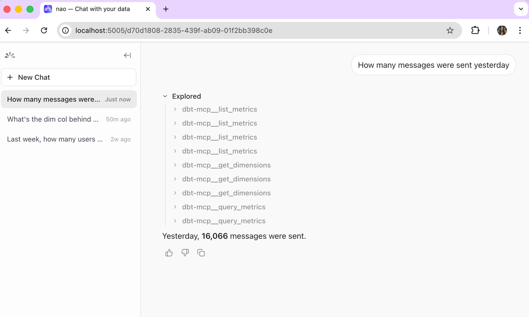 dbt Cloud chat example with semantic layer