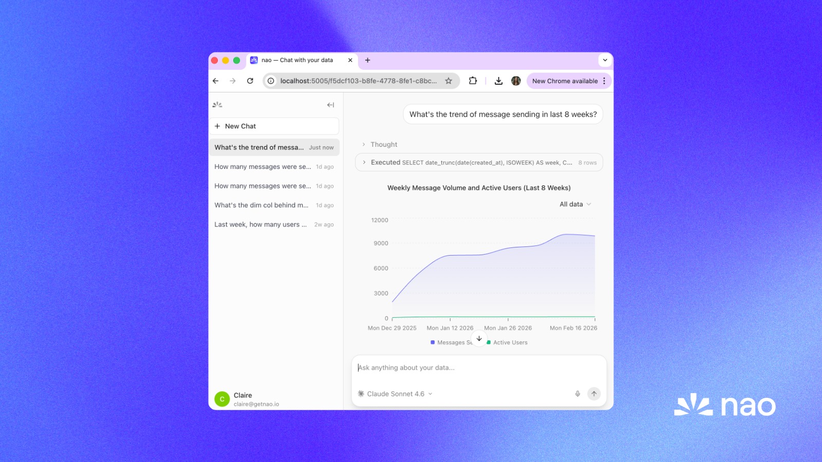 nao analytics agent UI