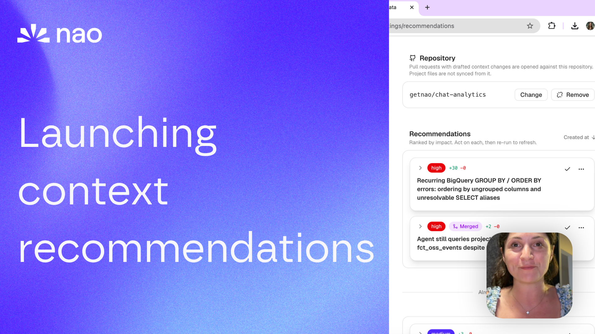 Launching nao context recommendations