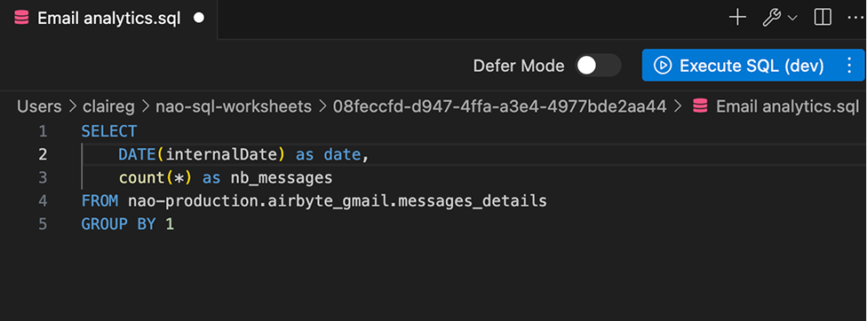 Execute SQL interface