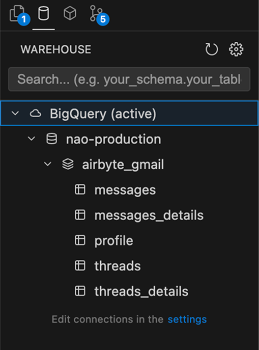 List tables interface